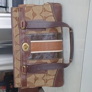 Coach Signature C Hampton Canvas and Leather Handbag